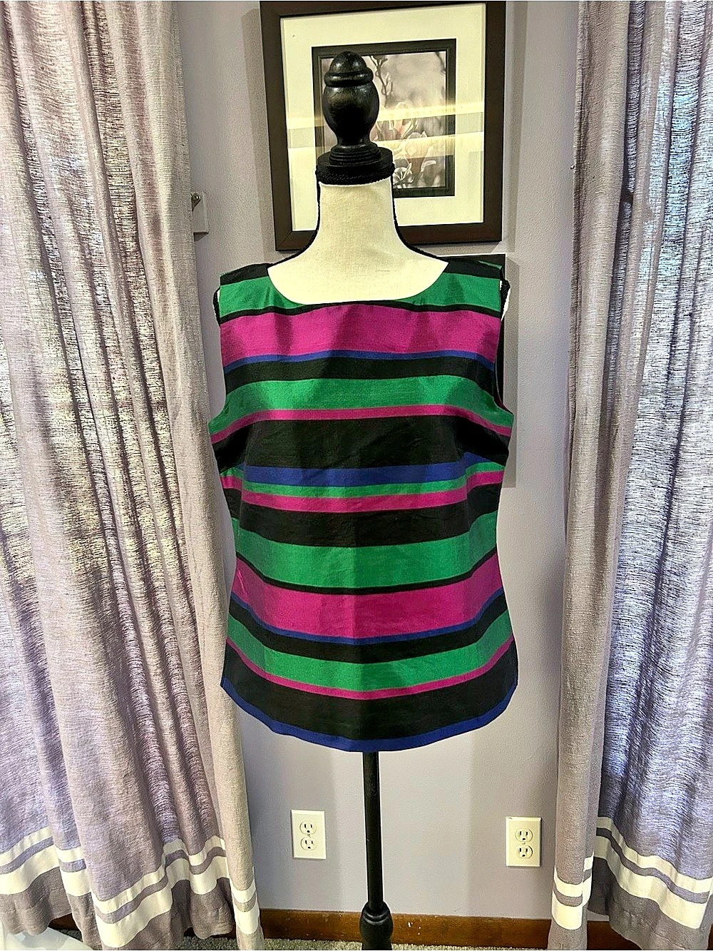 Talbots Silk Striped Sleeveless Top